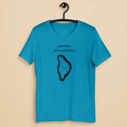 Not Lost, Just Exploring Unisex Crew-Neck Tee in Aqua - hanger product view