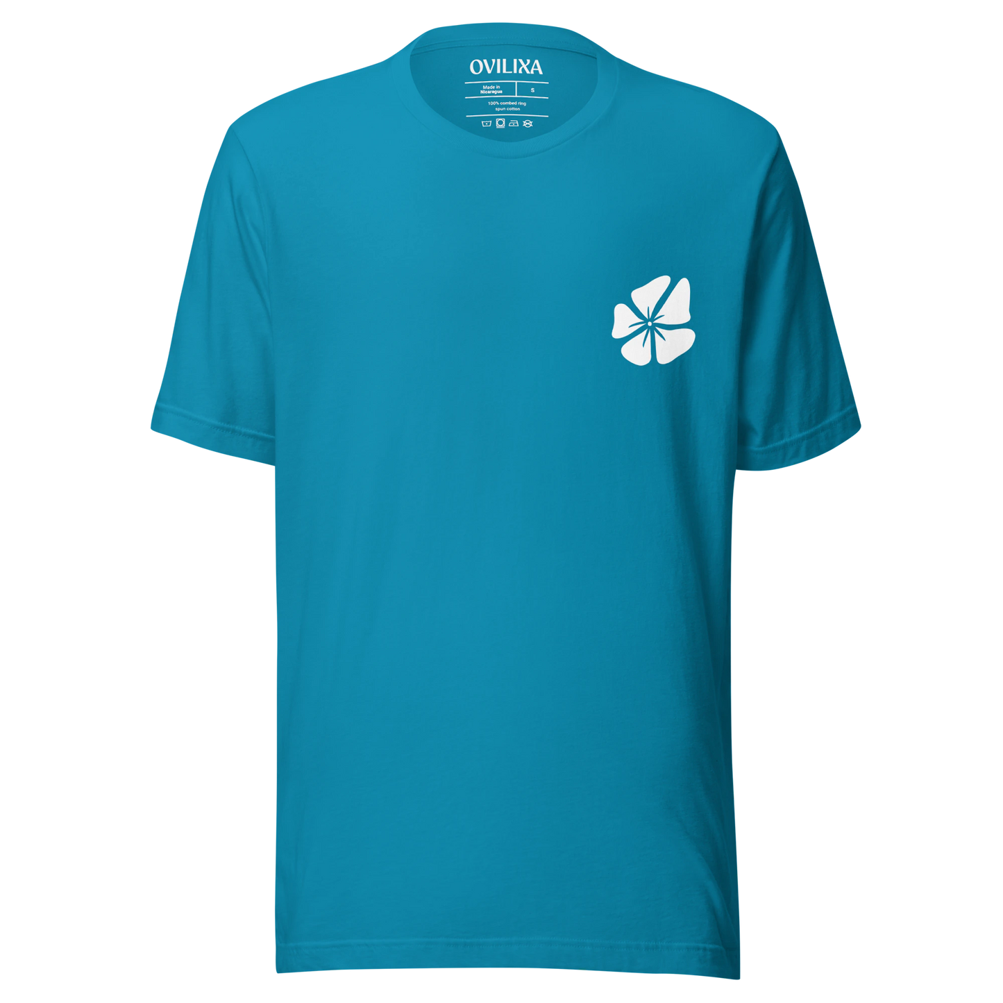 Hibiscus Flight Unisex Crew-Neck Tee in Aqua - front product view