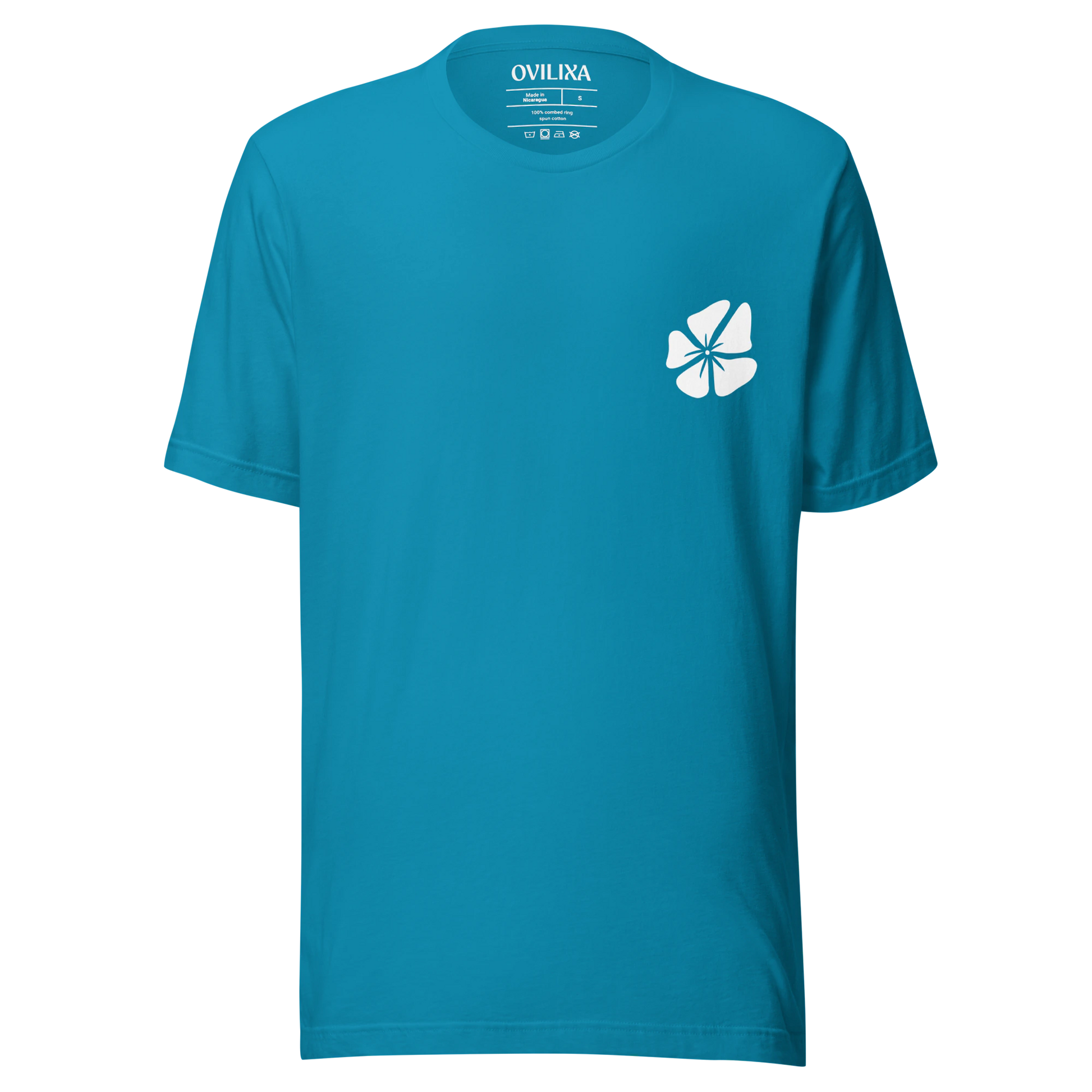 Hibiscus Flight Unisex Crew-Neck Tee in Aqua - front product view