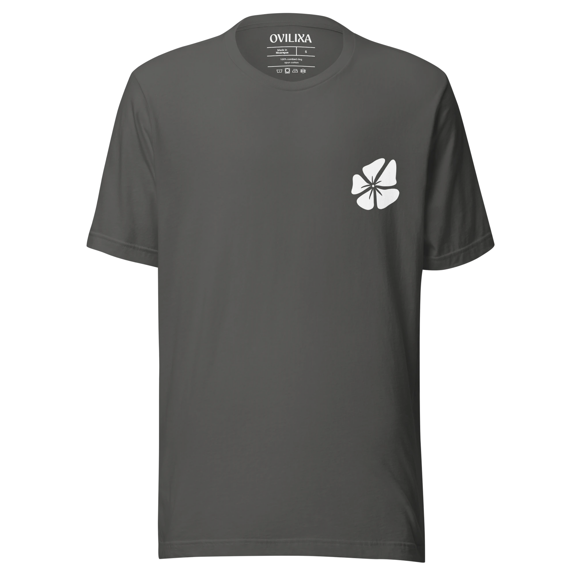 Hibiscus Flight Unisex Crew-Neck Tee in Asphalt - front product view