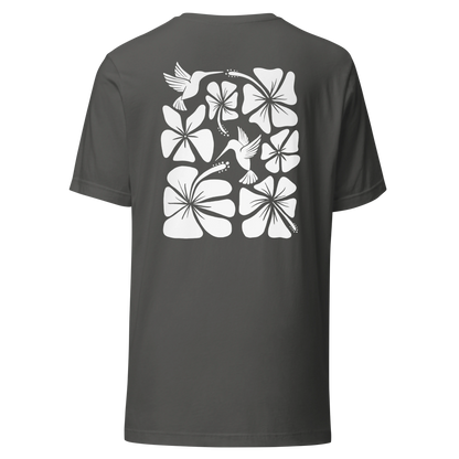 Hibiscus Flight Unisex Crew-Neck Tee in Asphalt - back product view