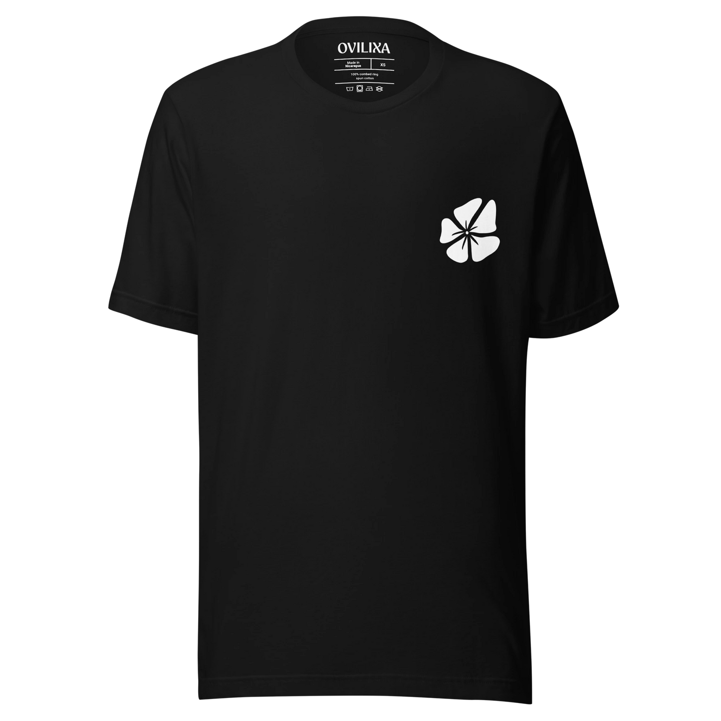Hibiscus Flight Unisex Crew-Neck Tee in Black - front product view
