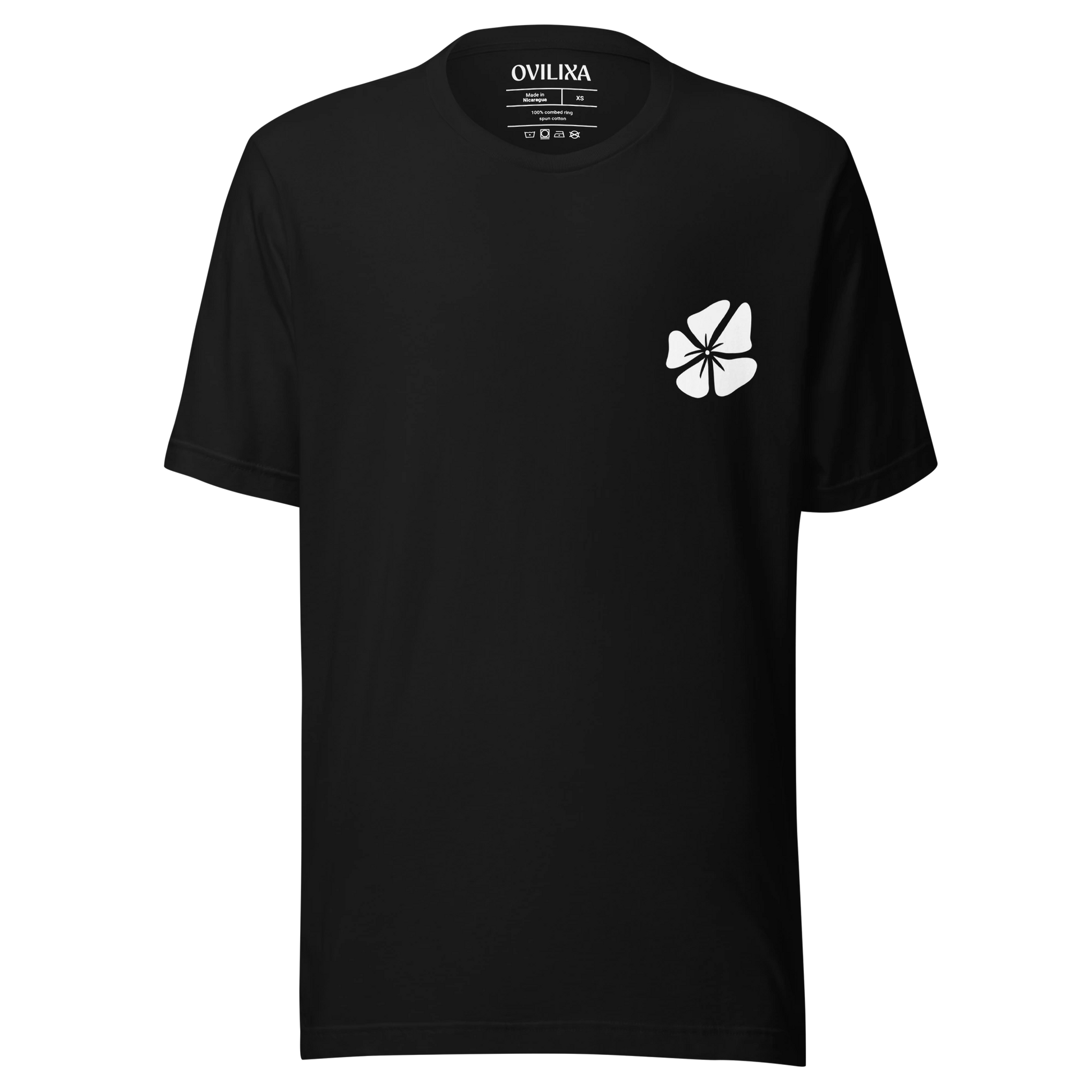 Hibiscus Flight Unisex Crew-Neck Tee in Black - front product view