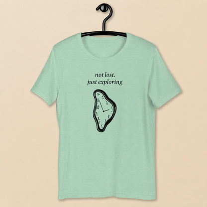 Not Lost, Just Exploring Unisex Crew-Neck Tee in Heather Prism Mint - hanger product view