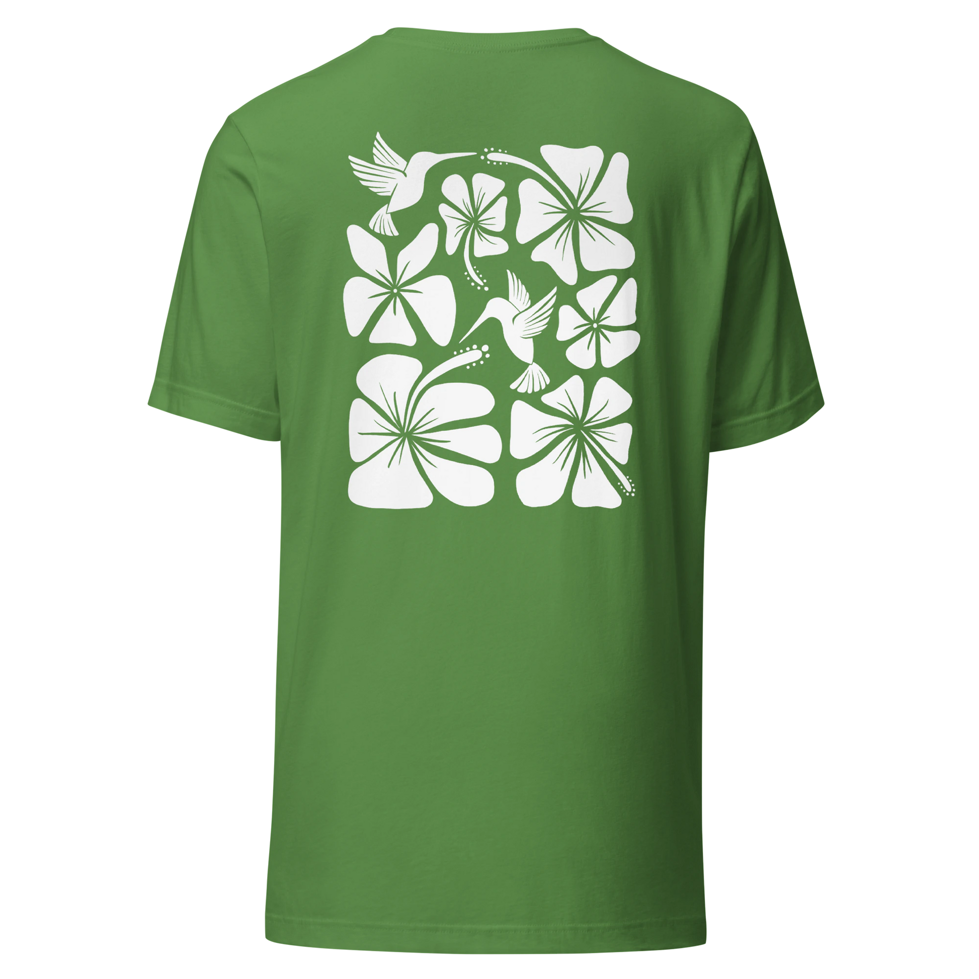 Hibiscus Flight Unisex Crew-Neck Tee in Leaf - back product view