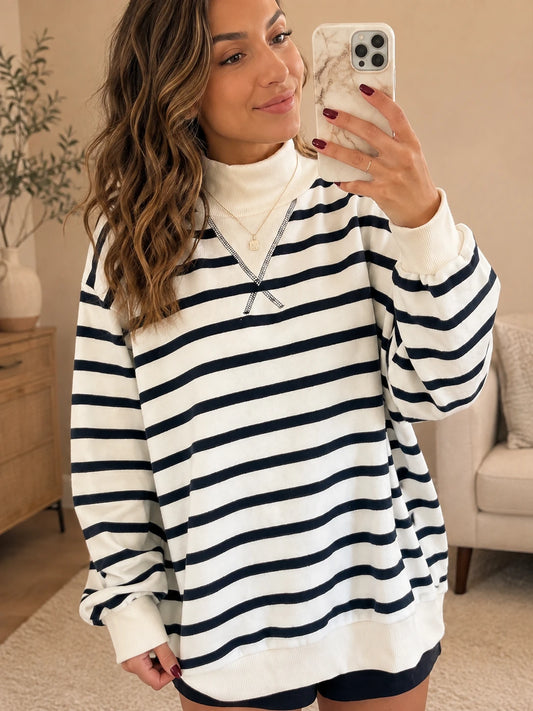 Marin Striped Stand-Neck Sweatshirt - view 1