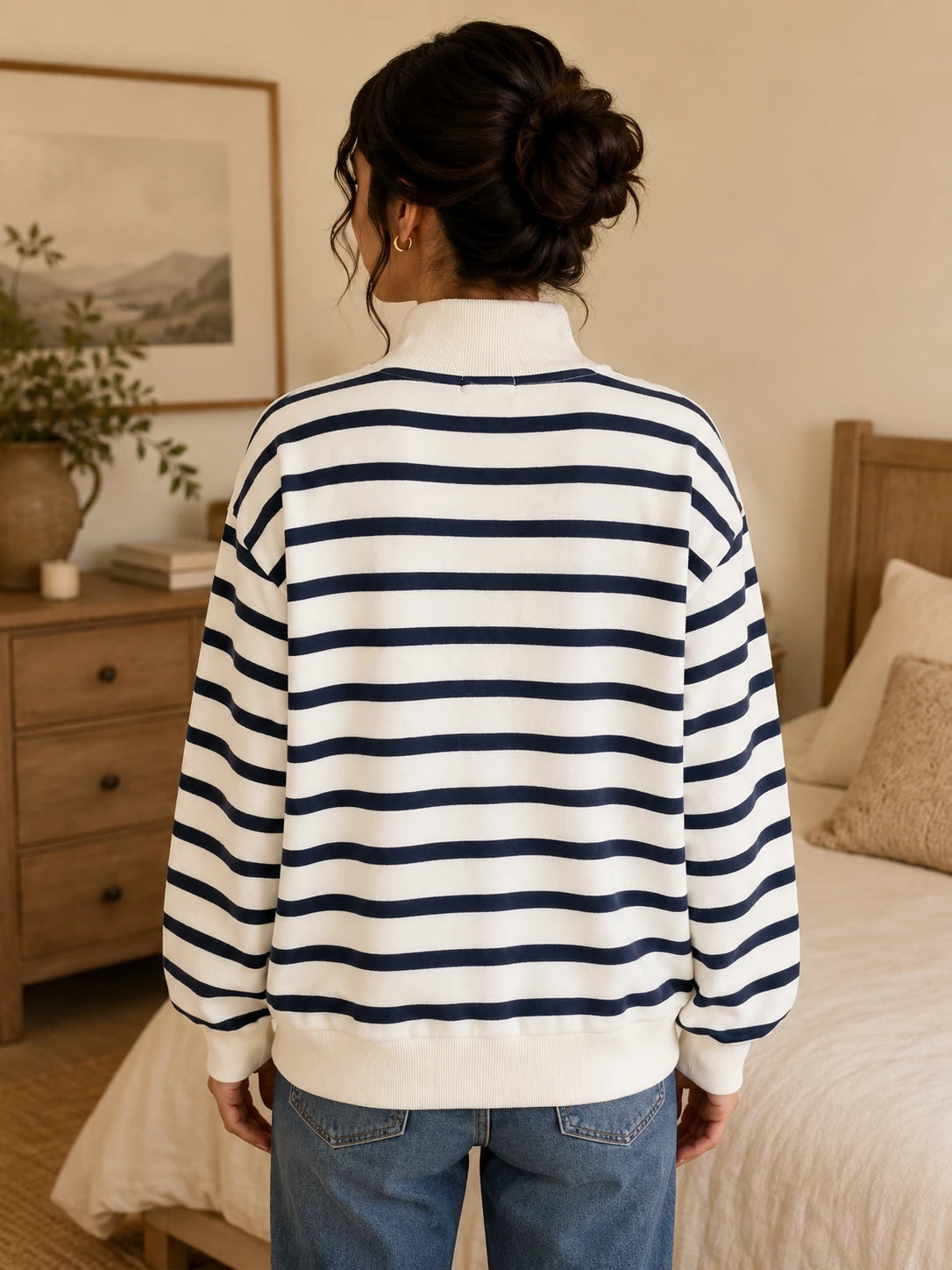Marin Striped Stand-Neck Sweatshirt - view 2