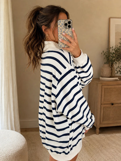 Marin Striped Stand-Neck Sweatshirt - view 3