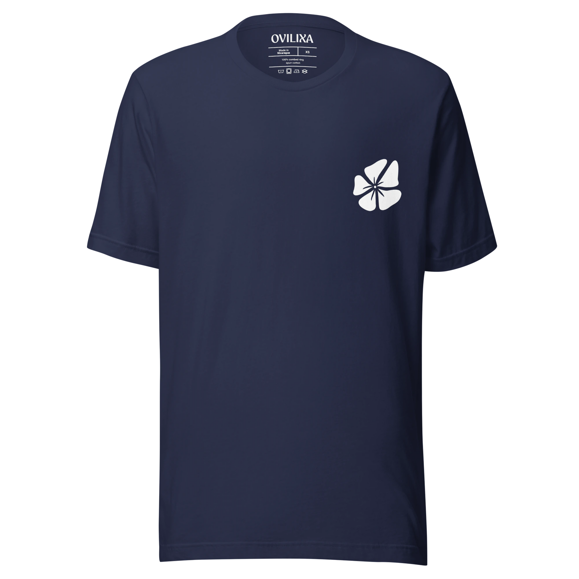 Hibiscus Flight Unisex Crew-Neck Tee in Navy - front product view
