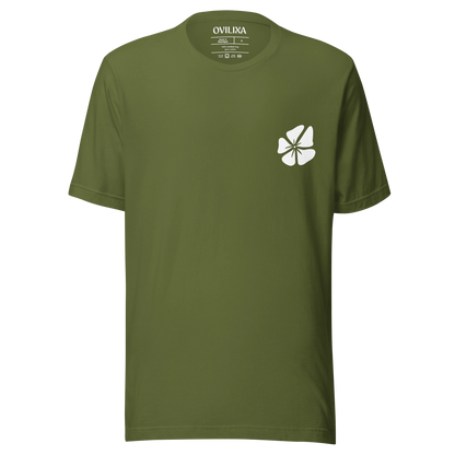 Hibiscus Flight Unisex Crew-Neck Tee in Olive - front product view