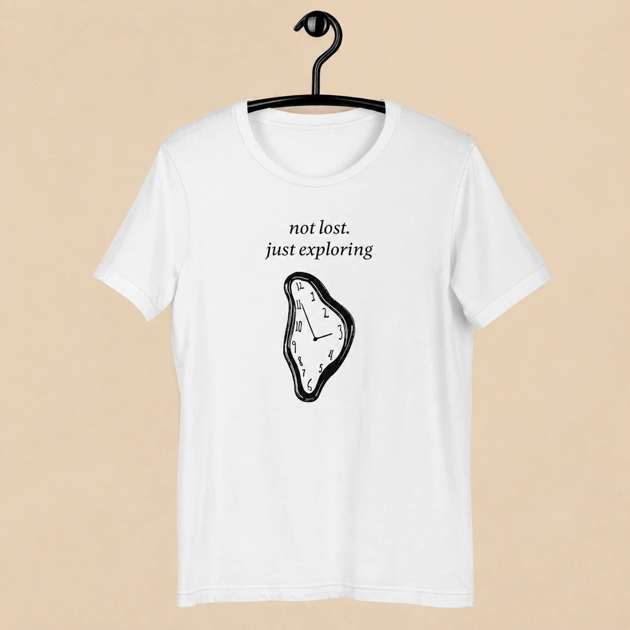 Not Lost, Just Exploring Unisex Crew-Neck Tee in White - hanger product view