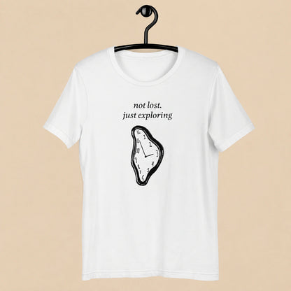 Not Lost, Just Exploring Unisex Crew-Neck Tee in White - hanger product view