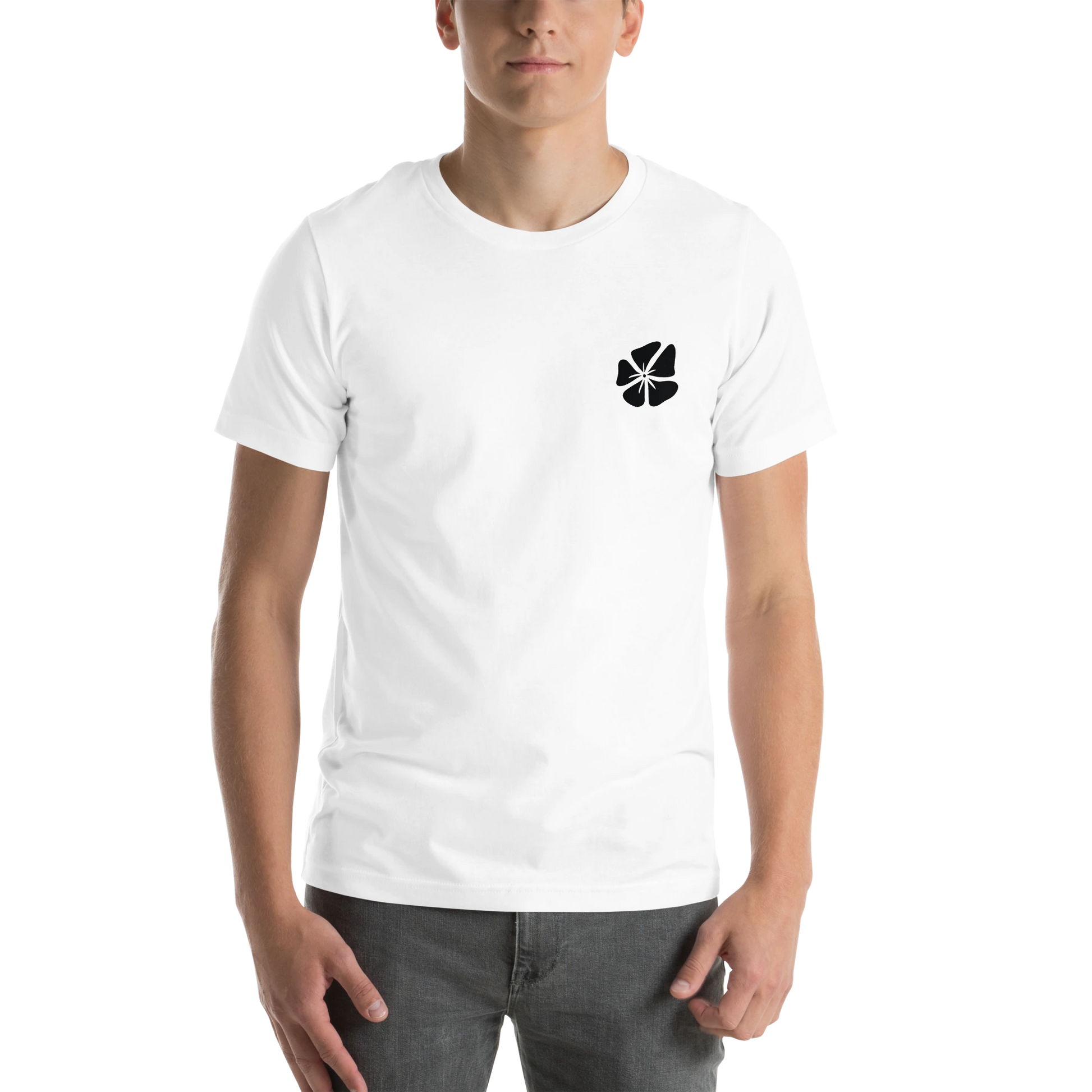 Hibiscus Flight Unisex Crew-Neck Tee in White - front product view